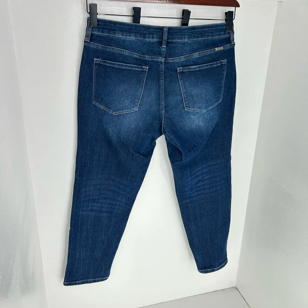 Kancan 90s Boyfriend‎ Jeans Size 14 Stretch Denim Whiskers Comfort Office 37x29